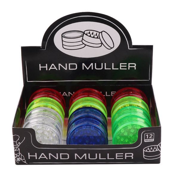 

In Stock 60mm colorful plastic herb grinder for smoking tobacco grinders with green red blue clear color FY2142