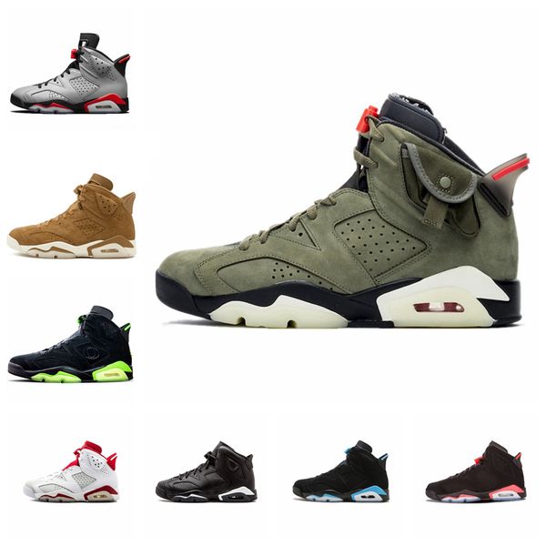 

трэвис скоттс 6 бред 6s мужская баскетбольная обувь tinker unc черный кот белый инфракрасный красный ретро мужчины дизайнер тренер спортивны