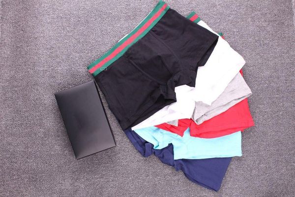 

mens brand fashion underpants casual brands boxer with letter animal print appliques cool men breathable underwear 6 colors, Black;white