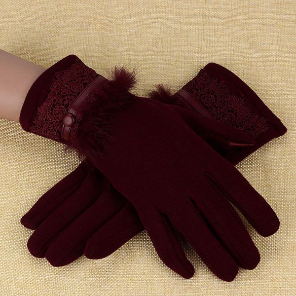 

women winter gloves full finger cashmere warm cycling riding driving gloves touch screen faux fur glove guantes handschoenen new, Blue;gray