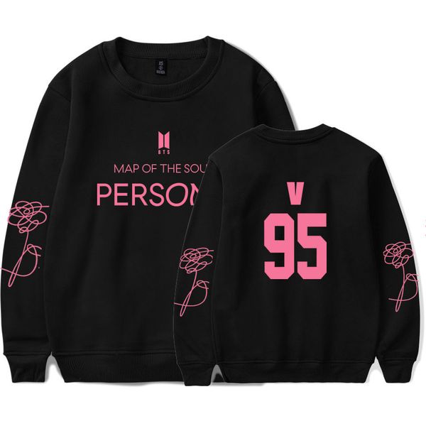 

shirt of map bts the soul persona round collar long sleeves sweater t shirts, Black