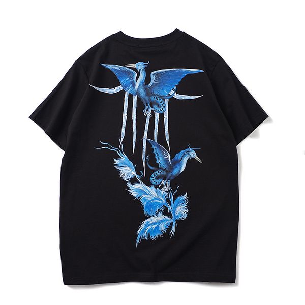 

new luxury men novelty high blue phoenix bird t shirts t-shirt hip hop skateboard parkour street cotton t-shirts tee top, White;black