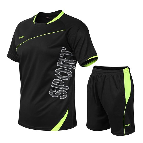 

short-sleeved shorts sportswear sports suit men's running fitness suit quick-drying two-piece men sets big size 6xl 7xl, Gray