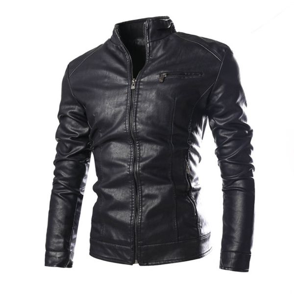 

2019 autumn pu biker jacket men new casual motorcycle leather jacket male zippers black coats jaqueta de couro masculina