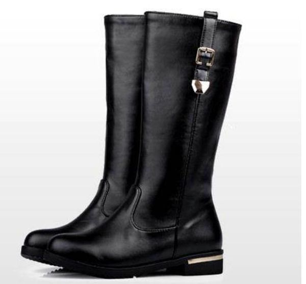 

2019 women's boots in winter with new style flat bottom round head @2103, Black
