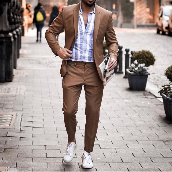 

fashion brown groom tuxedos 2019 notche lapel groomsmen mens wedding dress popular man jacket blazer 2 piece suit(jacket+pants) 009, Black;gray