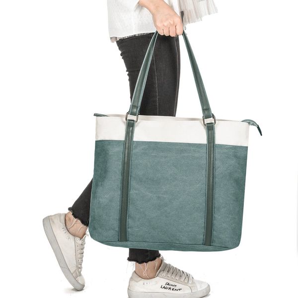 

european and american trendy men and women fashion handbag canvas shoulder bag men and women canvas large capacity green