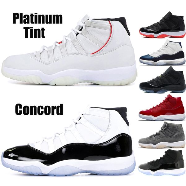 

new 11 xi concord 45 mens basketball shoes 11s platinum tint space jam 23 win like 96 balck bred designer men sports sneaker, White;red