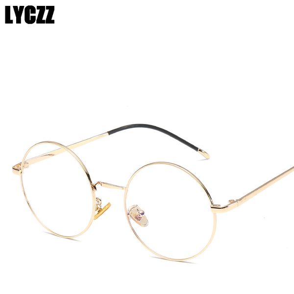 

lyczz goggle anti blue light/rays glasses retro round alloy eyeglasses frame fake glasses women vintage men round eyewear geek, Black