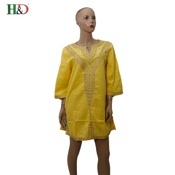 

h&d african linen dress for women cotton 100% gele georges kaftan lady embroidery traditional african clothing bazin riche, Red