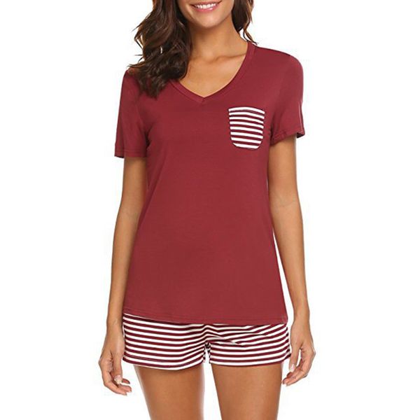 

2018 women summer casual v-neck short sleeve + shorts two piece set female sporting suit women home clothing sj495v, White