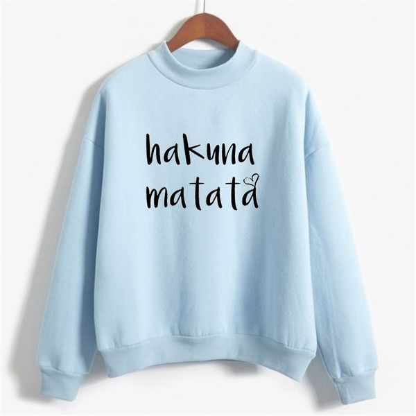 

акуна матата lion king print высокий воротник круглый воротник свитера куртки осень и зима женщин толстовка, Black