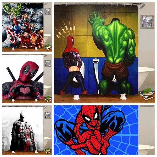 2019 150 180cm Cartoon Anime Shower Curtain Hero Spiderman