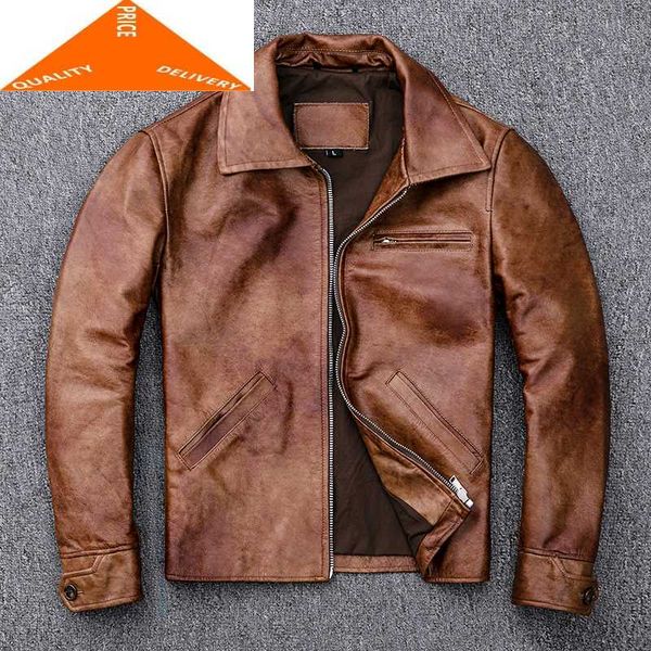 

100% genuine fashion jacket men clothes 2020 streetwear mens autumn real leather coat casual fit moto jackets 802, Black