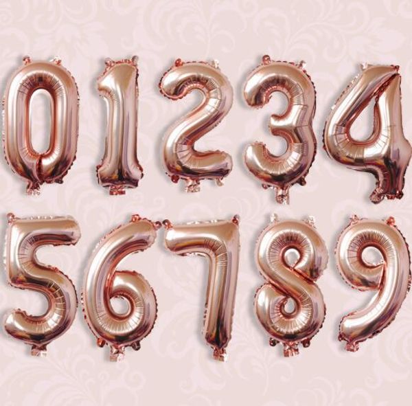 Dhl 32inches Rose Gold Number Foil Balloons Large Digit Aluminum