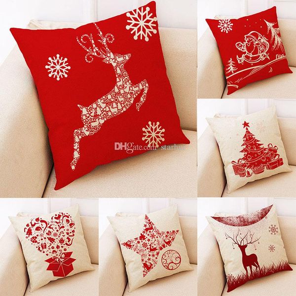 

christmas pillow case linen cushion covers santa claus reindeer pillow case home office sofa car square cushion cover dhl wx9-1591