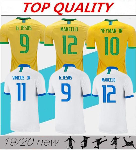 

2019 copa america brazil soccer jersey white camisa de futebol jesus coutinho marcelo firmino paqueta thailand quality brasil football shirt, Black;yellow