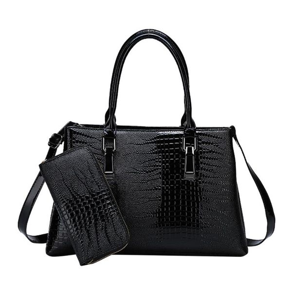 

2pcs bags for women vintage shoulder bags large capacity crossbody retro zipper handbags+wallet ladies solid color