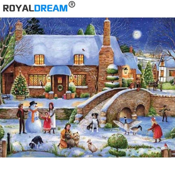 

royaldream christmas eve scene diy painting by numbers kits coloring paint by numbers modern wall art picture gift