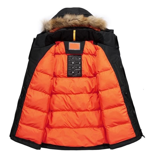 

men winter padded parka men warm coat detachable raccoon fur mens parkas thick jackets plus size hoody outwear casual warm coats, Black