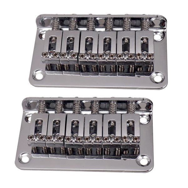 

2 set 6 strings saddle guitar bridge for electric guitar with 5 screws silver