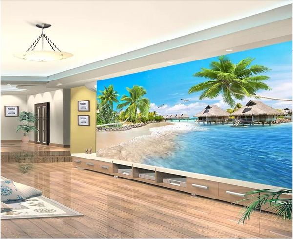 

wdbh 3d wallpaper custom p mural beautiful scenery coconut tree background home decor living room 3d wall murals wallpaper for walls 3 d