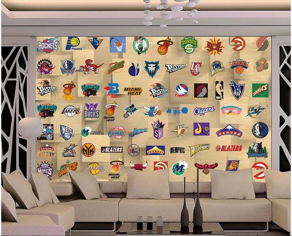 

3d wallpaper custom photo mural Large mural American basketball star team logo home decor 3d wall murals wallpaper for walls 3 d living room