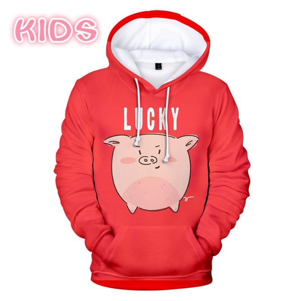 

cute lucky pig hoodies men sweatshirts fashion and children's hoodies spring autumn anime 2019 pig hoodie 3d streetwear, Black
