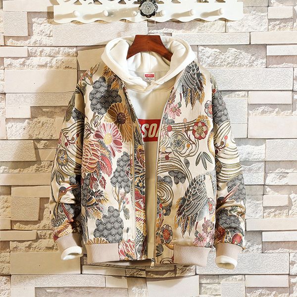 

both side with chinese dragon embroidery jacket for men 2019 autumn jaqueta masculino new casual bomber coat hip hop streetwear, Black;brown