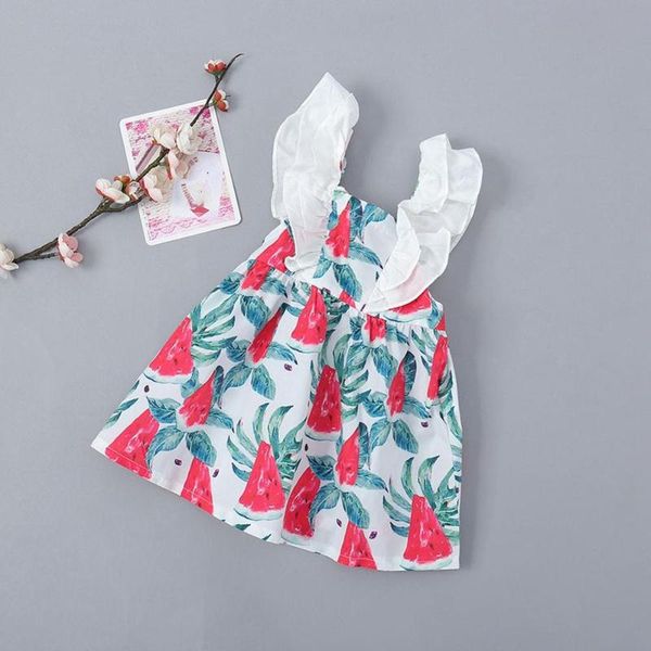 

girl's dresses summer baby girls sleeveless watermelon princess casual dress, Red;yellow