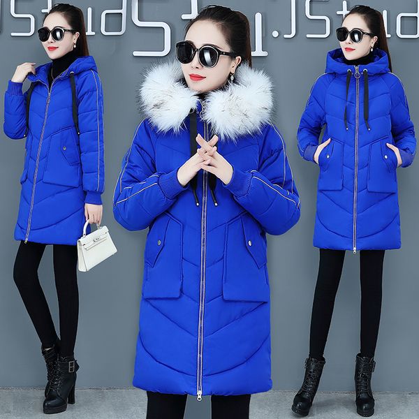 

new 2019 winter jacket womens down cotton coats clothing women winter korean loose long hooded parkas female outwear, Black