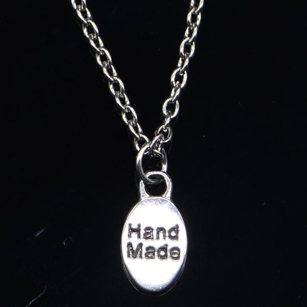 

20pcs new fashion necklace 15x8mm plates hand made silver pendants short long women men colar gift jewelry choker