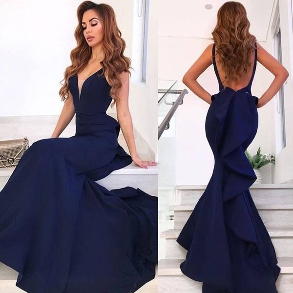 

2020 charming navy blue long prom dress mermaid open back formal pageant holidays wear graduation evening party gown custom made, White;black