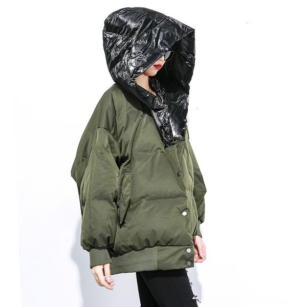 

tvvovvin 2019 winter new quilted hooded keep warm cotton clothing personality large size warm cotton coat thickening women b562, Black