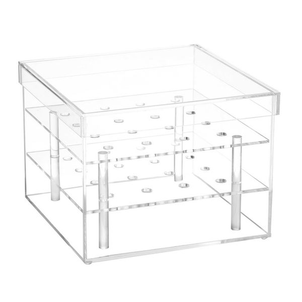 

new fashion clear acrylic 16 flowers rose flower box makeup organizer cosmetic tools holder flower gift box for girlfriend wom