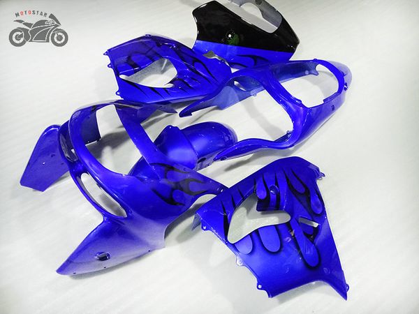 Kit carenatura completa per Kawasaki Ninja 98 99 ZX-9R moto da corsa su strada con fiamme blu carene cinesi carrozzeria ZX9R 1998 1999 ZX-9R