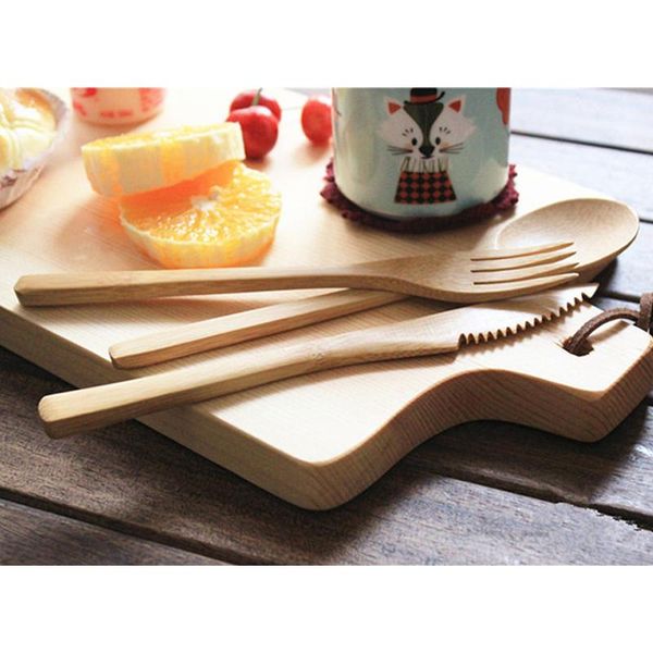 

new arrival bamboo tableware 30pcs (10 set )natural bamboo spoon fork knife set wooden dinnerware fa3263