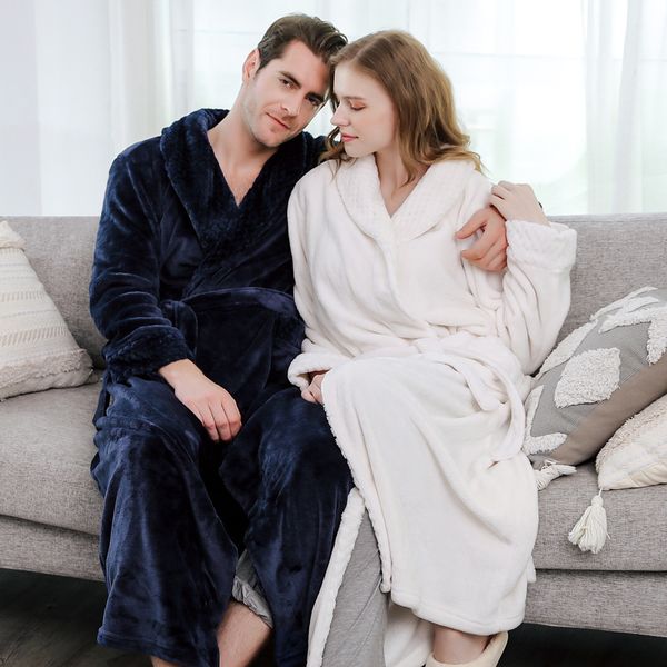 

autumn/winter flannel dressing gowns long plus size thickening couples pajama bathrobe bathrobes warm pajamas for weomen and men, Black;red