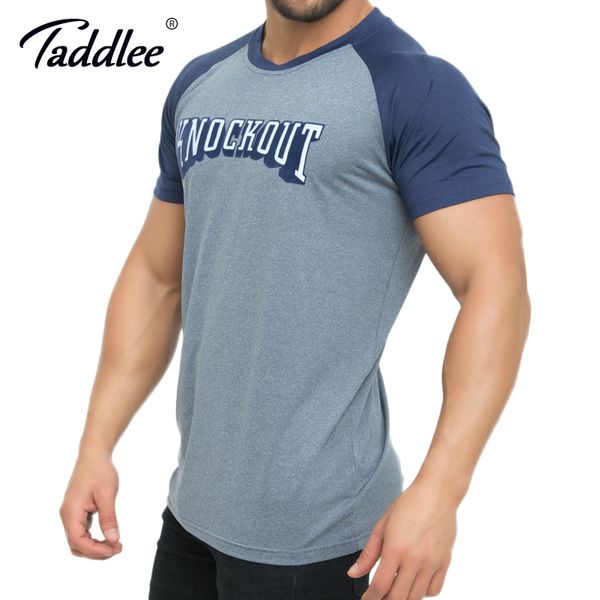 

taddlee brand sports running men's tshirt short sleeve high stretch muscle gym t-shirts fitness tees shirt bodybuilding, Black;blue