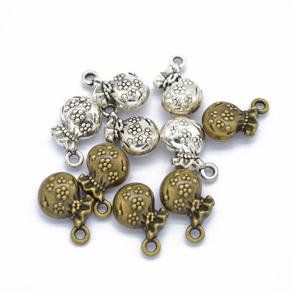 

bulk 200pcs/lot fashion 15*12*6mm 3d metal small money bag charm pendan wealth symbol jewelry accessories, Bronze;silver