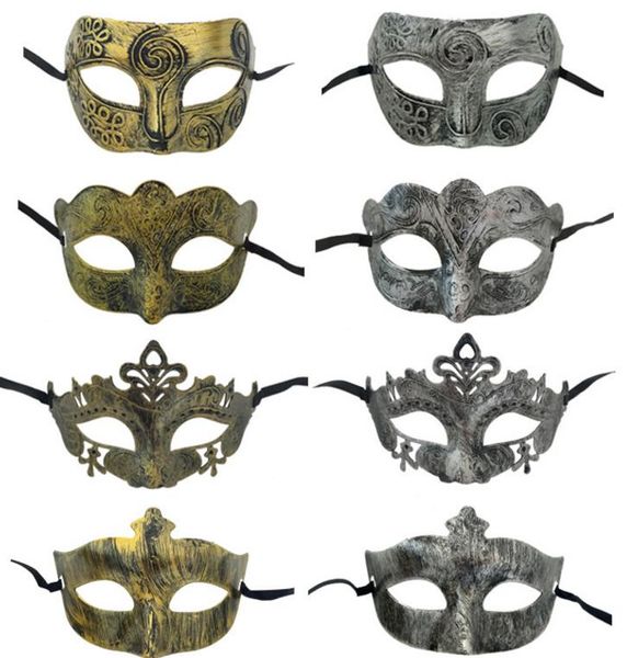 Maschere in maschera Maschere veneziane da uomo antiche d'epoca Maschere veneziane per adulti Festa di Halloween Maschera di carnevale oro vecchio argentato Vari stili