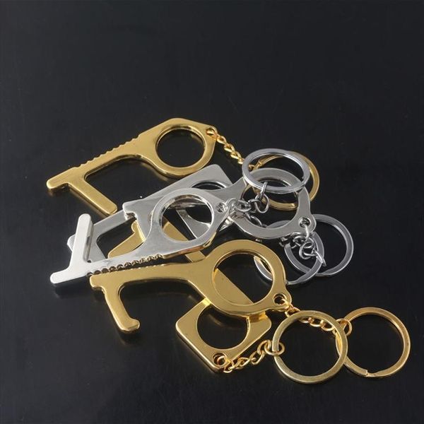 

metal safety touchless door opener stylus key hook metal hands door handle opener elevator tools keychain