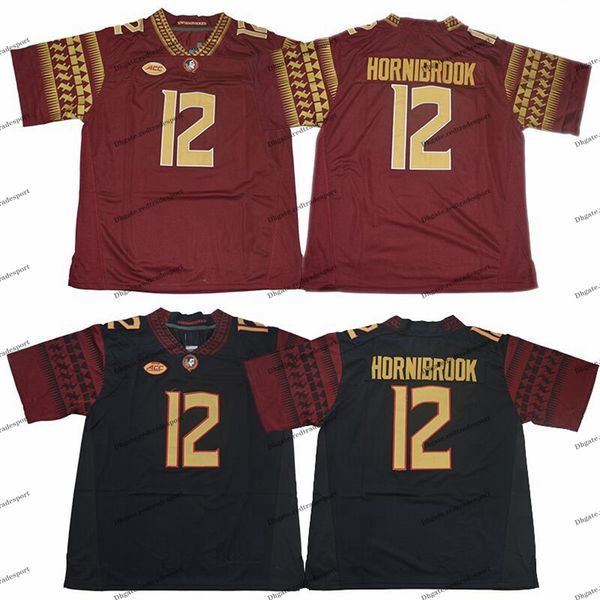 

2020 florida state seminoles 12 alex hornibrook college football jerseys fsu alex hornibrook stitched football shirts, Black