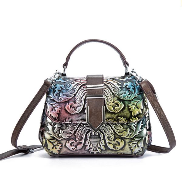 

genuine leather handbag luxury women bags designer vintage embossed trend fashion single shoulder bags messenger portable totes