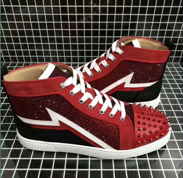 

new designer red bottom loafers men women genuine leather slip on platform casual sneakers studded spikes flats shoes wedding party shoes, Black