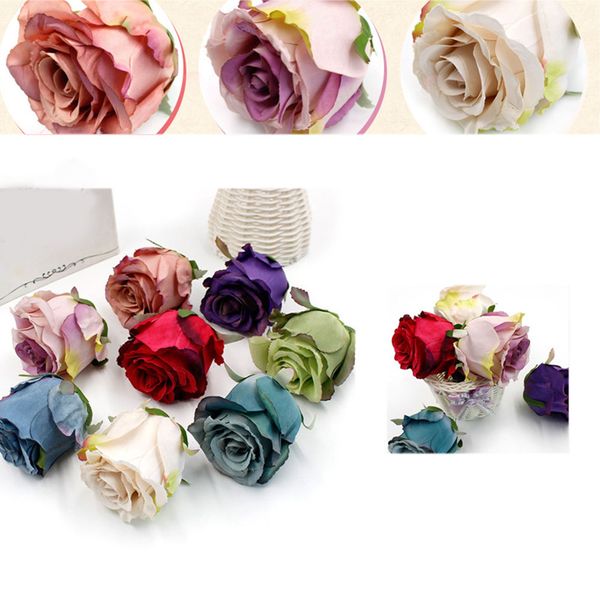 

10pcs artificial flower silk rose flower head wedding home party decoration diy wall scrapbook gift box craft fake