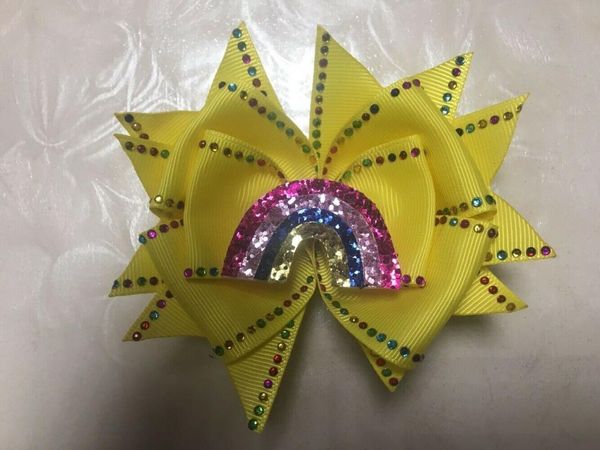 

girl 4.5" shine butterfly hair bow rhinestone rainbowsurprise doll, Slivery;white