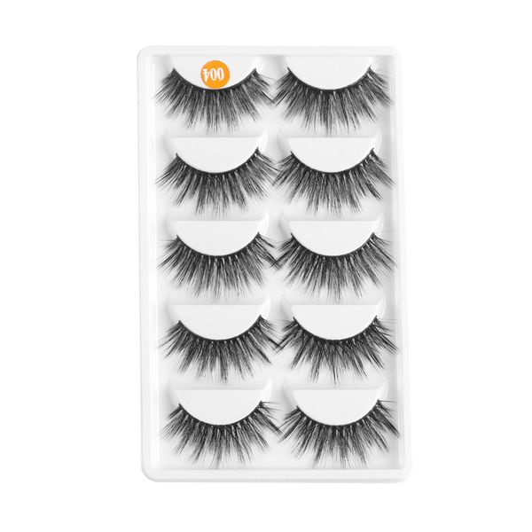 

5 pairs black thick long mink hair false eyelashes natural handmade wispy cross eye lashes women makeup extension tools