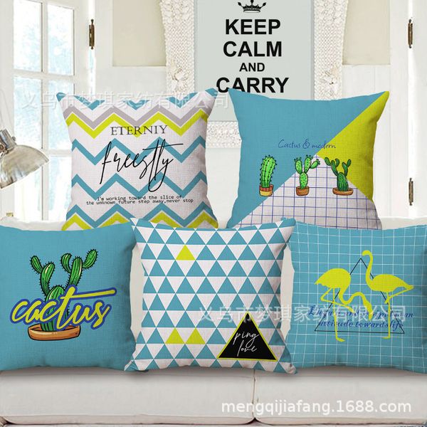 

new pattern green geometry embrace pillow case fashion home furnishing sofa back cushion cotton number printing cushion