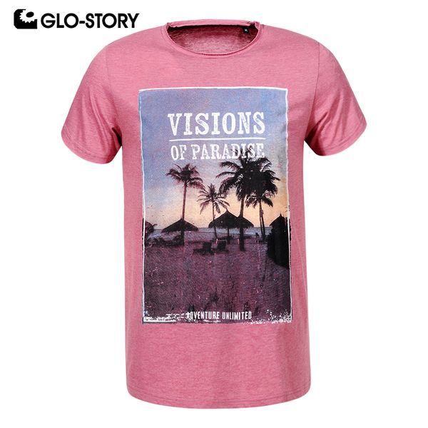 

glo-story men's 2020 casual streetwear summer t-shirt men beach coconut tree print short sleeve t shirts mpo-8624, White;black
